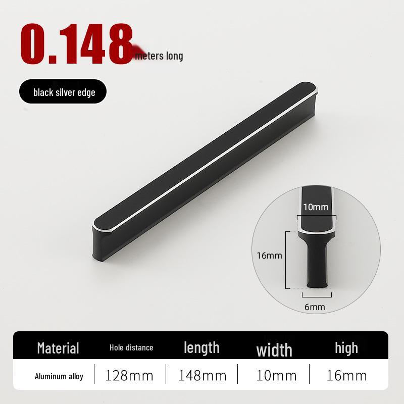 Round T-Type Black Wardrobe Door Handle with Gray, Gold, and Silver Edges
