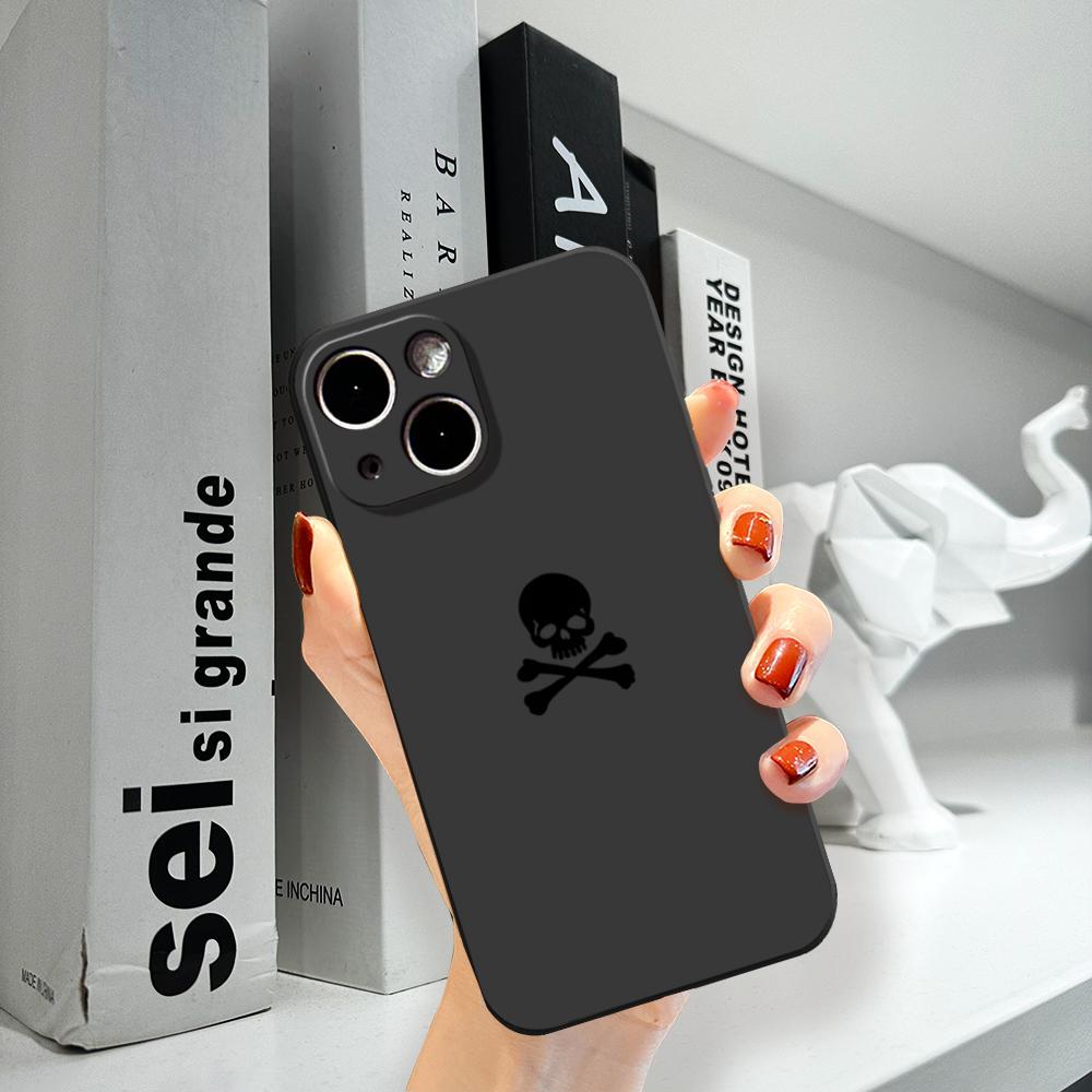 

Черный Чехол-череп для iPhone 17 16 15 11 12 14 13 Pro Max Mini X XS XR 7 Plus 16E Air Ударопрочный Мягкий Силиконовый Чехол Fundas iPhone 7