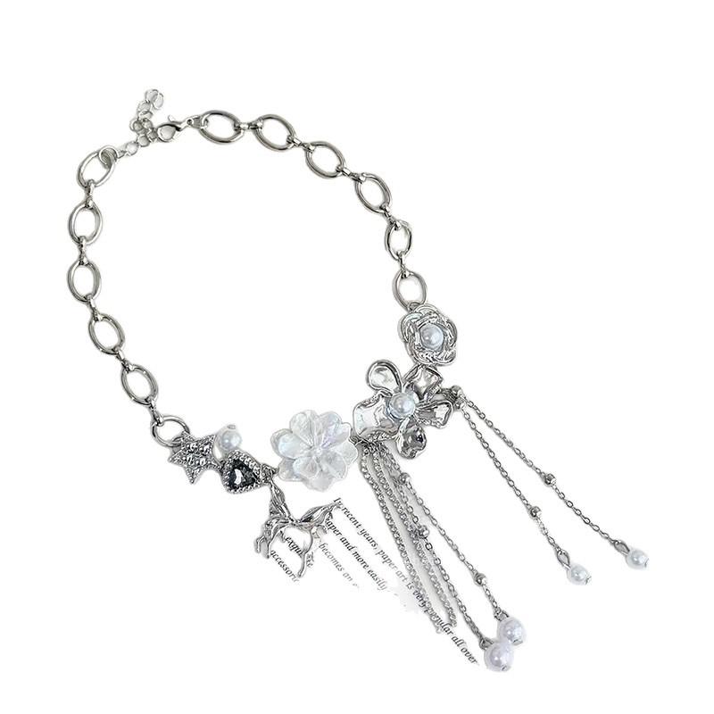 Women Niche Clavicle Chain Trendy Sweet Cool Floral Fringed Choker Personalized Versatile Daily Fashion Neck Accessories