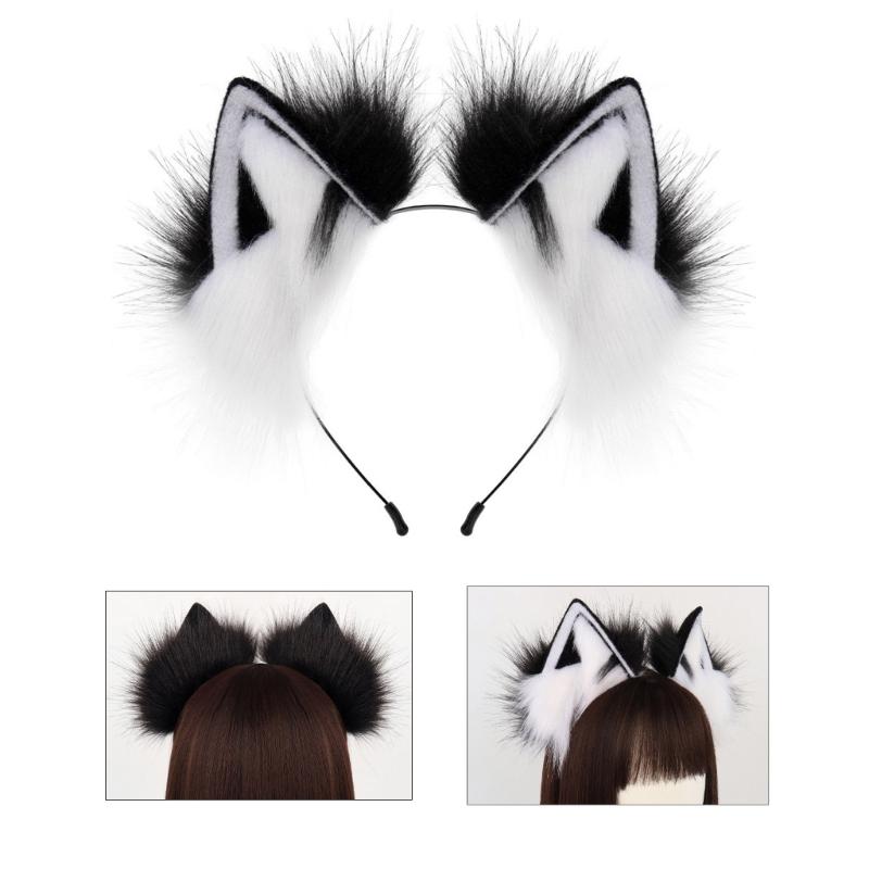Realistic Foxes Ear Headbands Carnivals Party Plush Headpiece Movie Enthusiasts Party Role Play Animes Makeup Hairband