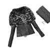Two-Piece Striped Faux Fox Fur Leather Coat