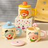 High value, cute and super good-looking clown cup, girls' household drinking cup, milk cup, ceramic mug with lid spoon.
