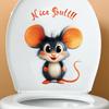 Cute Cartoon Mouse Creative Toilet Stickers, Self-Adhesive Decor for Bathroom Toilet Lid and Tank Decoration
