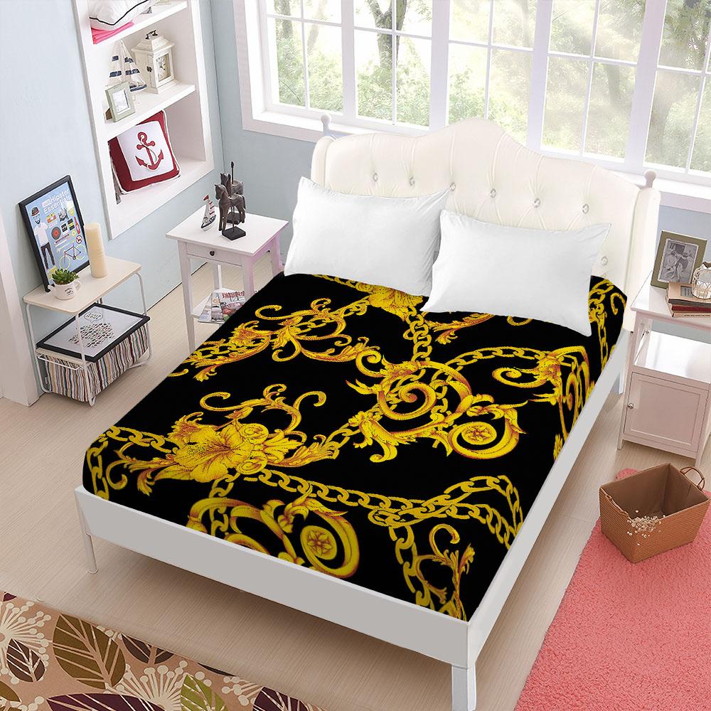 

Бесшовные Цепи Барокко Простыня на резинке Кинг Квин Дабл Фулл Сайз Комплект постельного белья Глубина 25 см 90x200cm