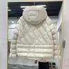 Women's Duck Down Jacket Light White Short Hooded Loose Straight Tube Coat Single Breasted Autumn Winter