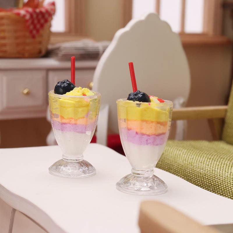 Mini Milkshake Ice Cream Lemon Milk Fruit Tea Water Cup Strawberry Banana Miniatures Dollhouse Accessories Cups Kitchen Toys
