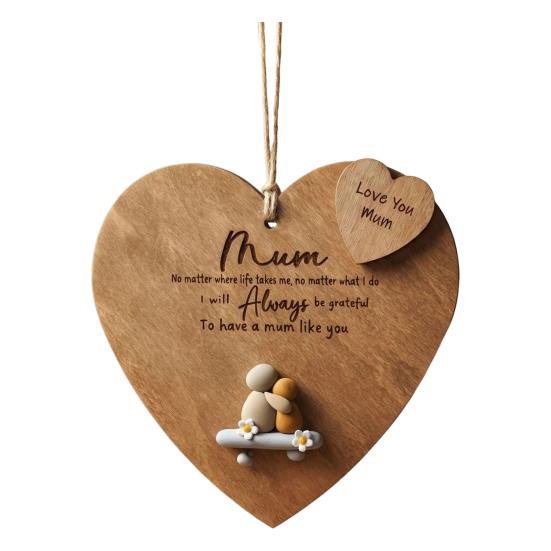 

Мама Навсегда Деревянное Подвесное Украшение Рустикальная Настенная Табличка в Форме Сердца Ручная Резьба Сердце-Сувенир на День Матери, День Рождения, Рождественский Подарок 1pc