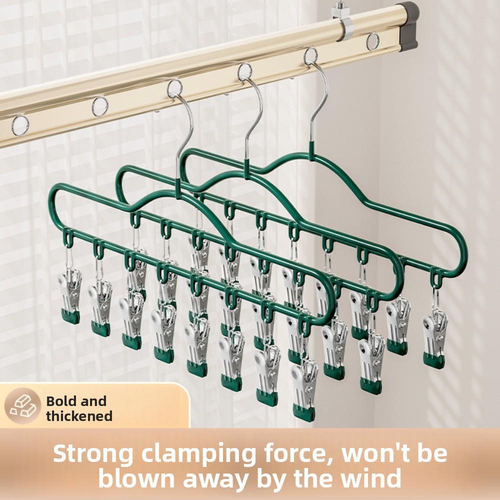 Windproof Clothes Drying Rack Stainless Steel Socks Underwear Clips Hat Rack  for Home Dormitory