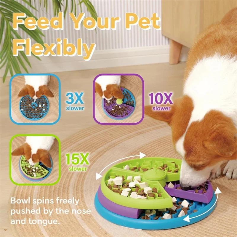 Interactive Dog Puzzle Feeder Toy Slow Eating Bowl with Detachable Layers Enrichment Game for Anxiety Relief and Mental