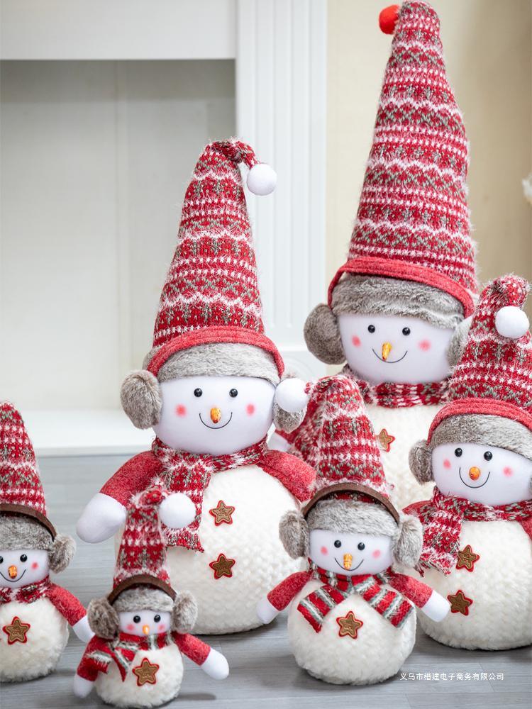 Christmas Snowman Plush Ornaments and Santa Doll Photo Props for Store Displays