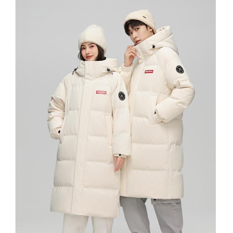 Winter Knee-Length Hooded Couple Puffer Coat Loose Fit Thick Warm Cotton Jacket Women