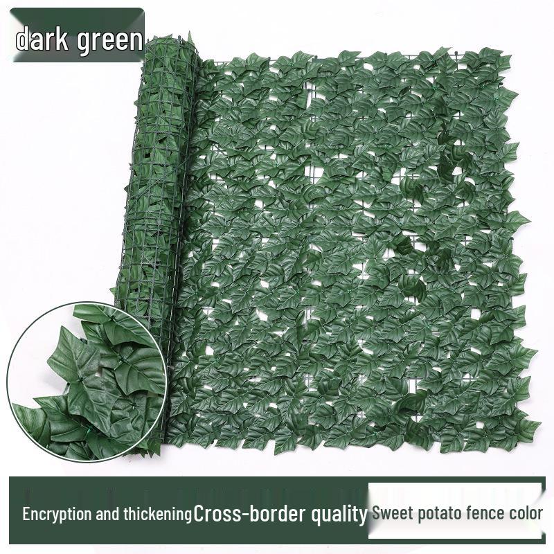 Artificial Green Leaf Hedge: Fake Pothos Climbing Plant, Plastic Balcony Fence & Wall Screening
