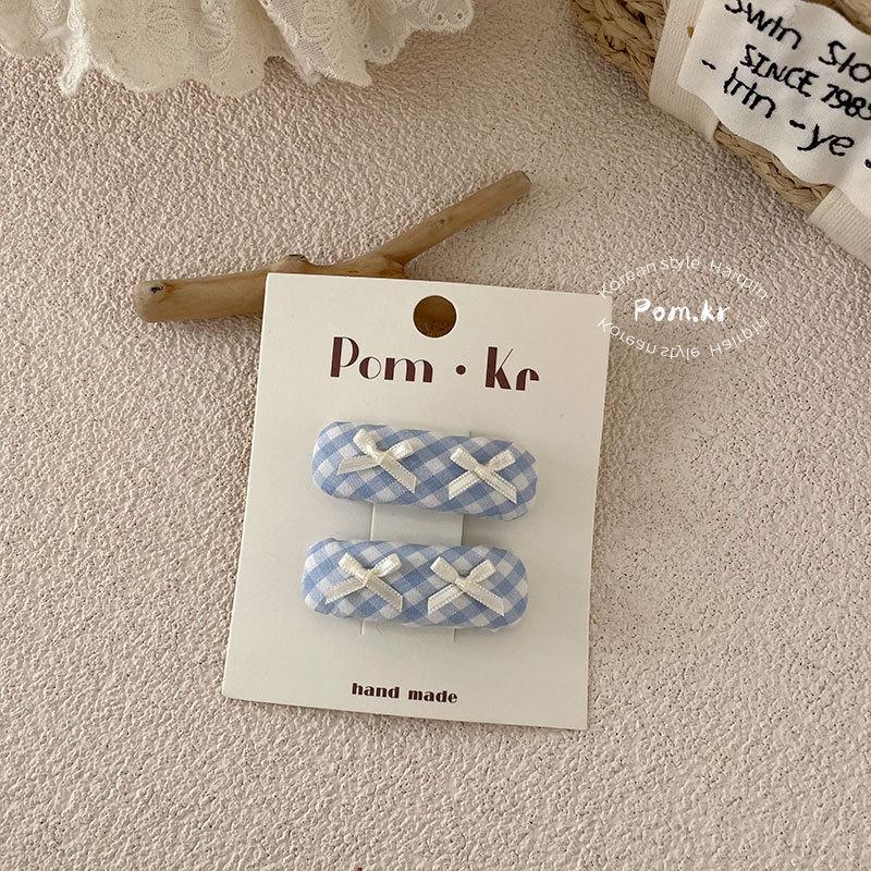 Blaue Haarspangen im koreanischen Stil für Kinder - Schleife mit Spitzenkanten