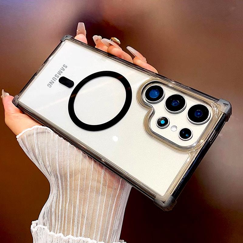 Luxury Transparent Hard Acrylic Case For Samsung Galaxy S25 S24 S23 S22 Plus FE S 25 24 S25Ultra S24Ultra Magsafe Charge Covers