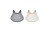 Le Creuset Mini Cat Plates in Mist and Oven Safe Japanese (2-Pack) Gray/Meringue, Microwave, Dishwasher, [Official Product]