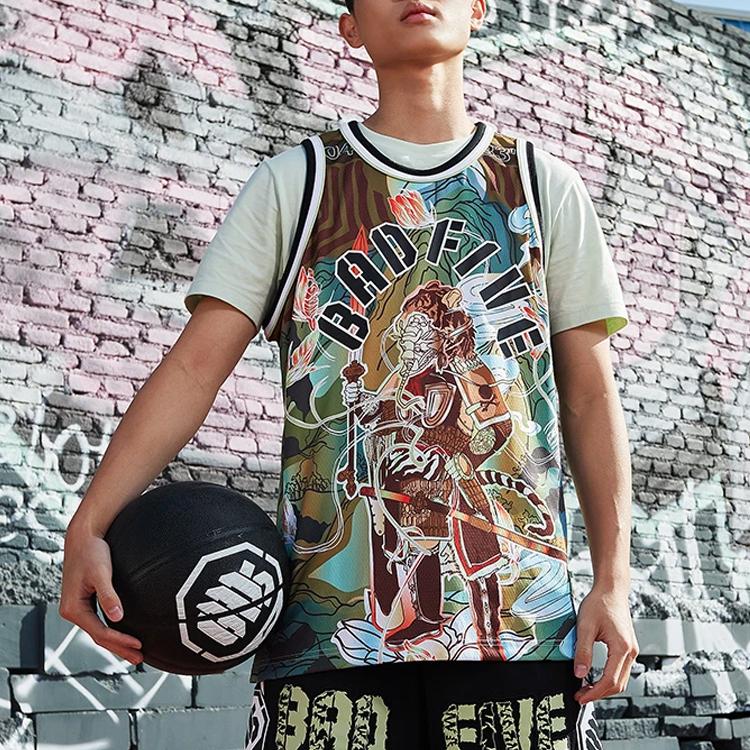 Li Ning Tiger Mountain Series Basketball Black Full Print Sleeveless Vest Men Tops AAYS005-1