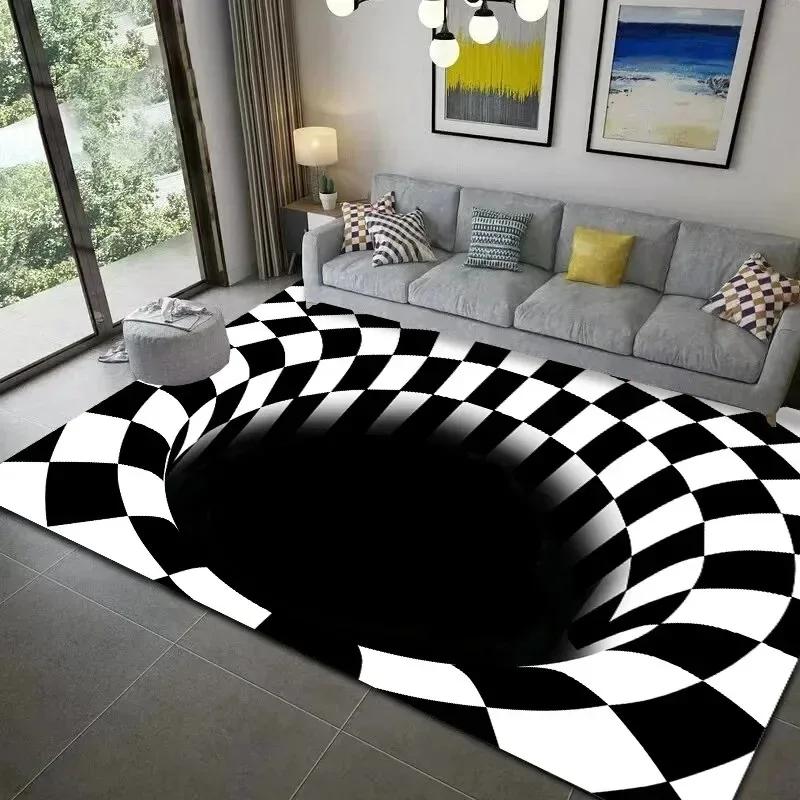 Nastolatek Efekt 3D Iluzja Wiru Dywan Wejściowy Salon Sypialnia Dywanik Geometryczny Optyczny Wycieraczka Iluzja Mata Dekoracyjna do Domu