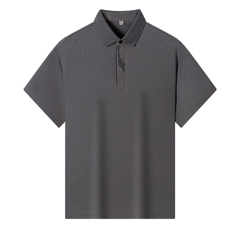 Men's White Ice Silk Short Sleeve Polo Shirt - Striped Placket Casual Business Formal Summer Top