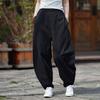Chinese Style Linen Men's Pants Spring and Summer Thin Loose Large Size Casual Trousers Chinese Wide-leg Cotton and Linen Scimitar Pants