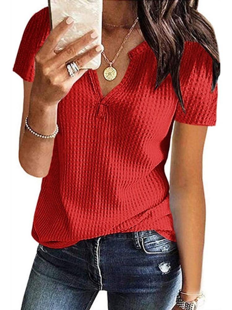 Women Casual Loose V Neck Short Sleeve Top Medium Long New Spring Summer