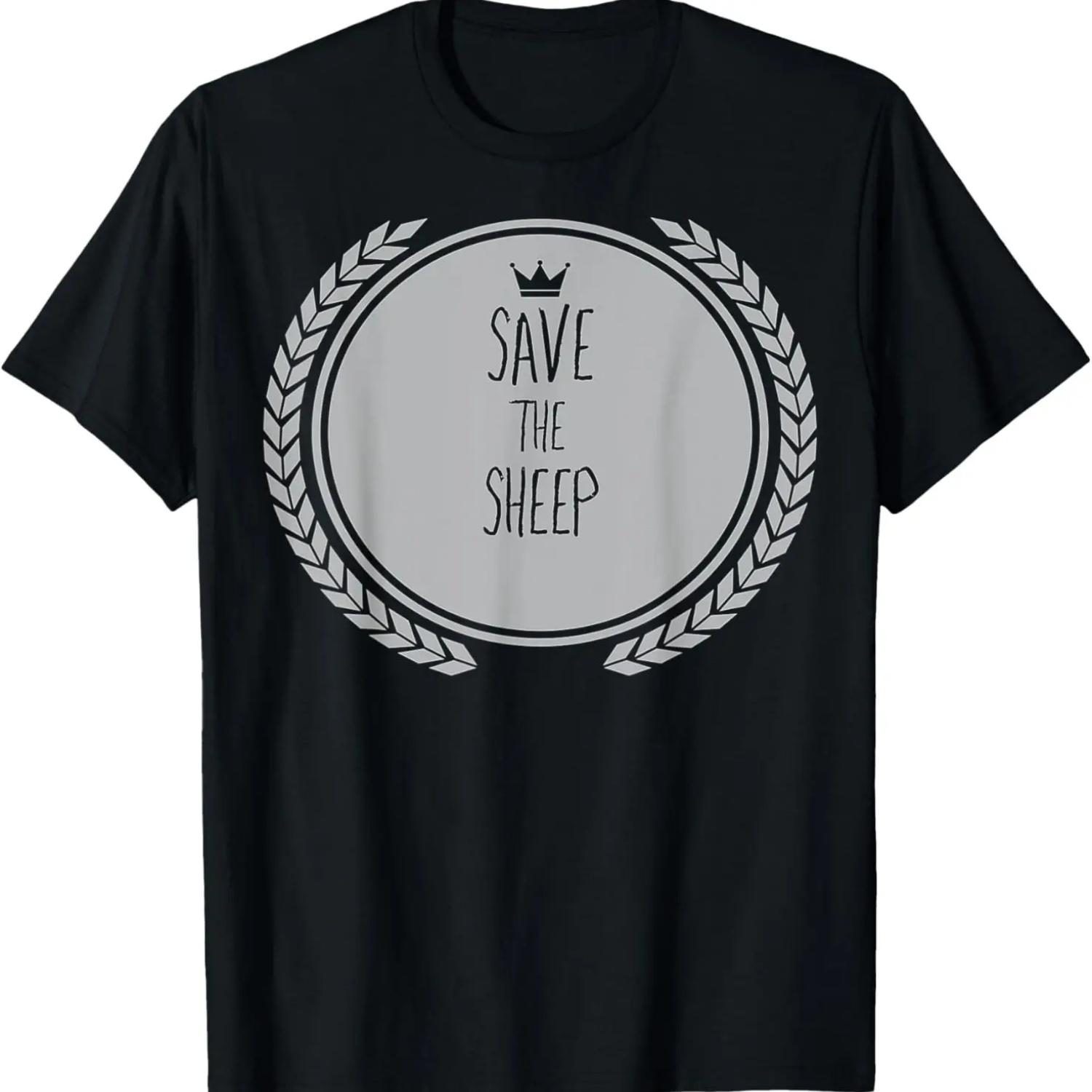 Save The SHEEP T-Shirt Animal SHEEP T-Shirt S чёрный