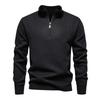 Men's Solid Color Textured Casual Pullover Stand Collar Sweater Jacket Plus Velvet Long Sleeve Top