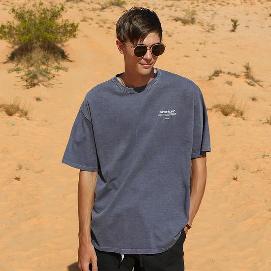 Flook Adventure Font Pigment Oversized Short Sleeve T-Shirt / 5 Colors