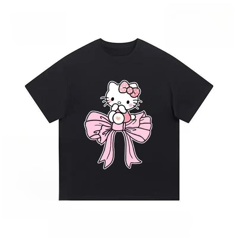 2026Shortsleeve Printed Women Couple Sanrio Cartoon Style Versatile Comfortable Summer Womens Loose Tshirt