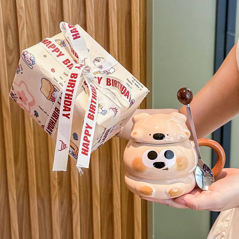 ins high-value cute pig cup ceramic mug home breakfast coffee cup for girls' birthday gifts