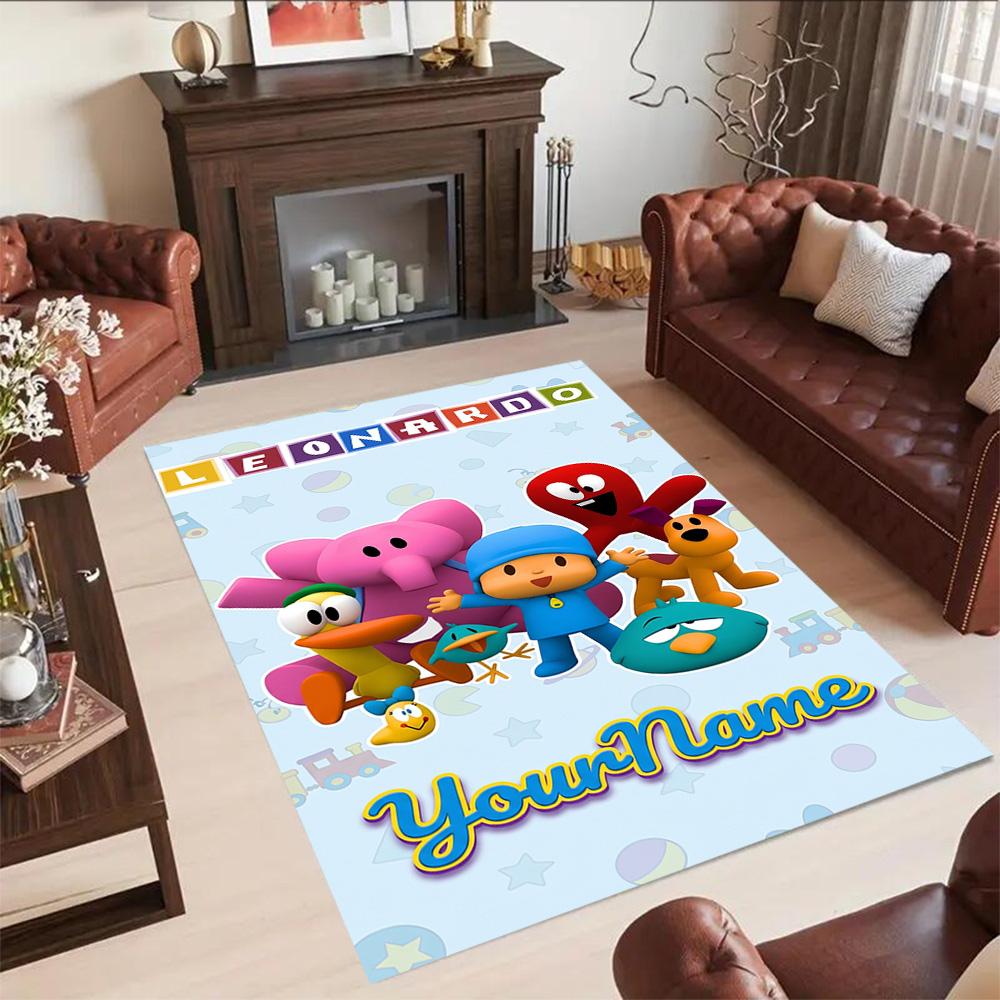 Alfombra Personalizable con Nombre de Pocoyó Adecuada para Exteriores Dormitorio Entrada Pasillo Alfombra Antideslizante Decorar Oficinas Regalo para Festivales
