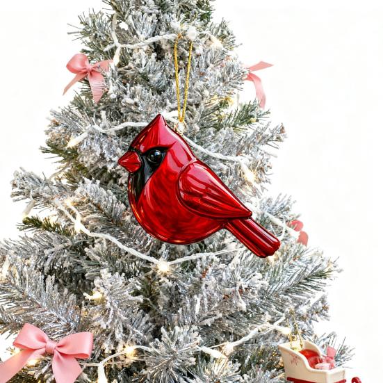 Fused Glass Birds Ornament Acrylic Hummingbird Owl Blue Jay Kingfisher Chickadee Christmas Ornament for Xmas Tree Decor