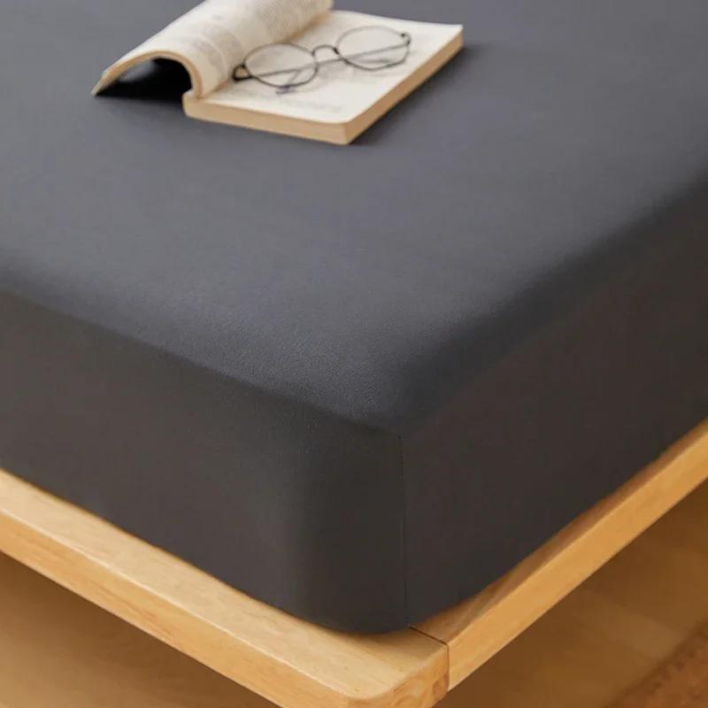 Baumwoll-Spannbettlaken mit Gummibändern Rutschfest Verstellbarer Matratzenbezug für Doppel- King- Queenbett Rutschfest Einfarbig