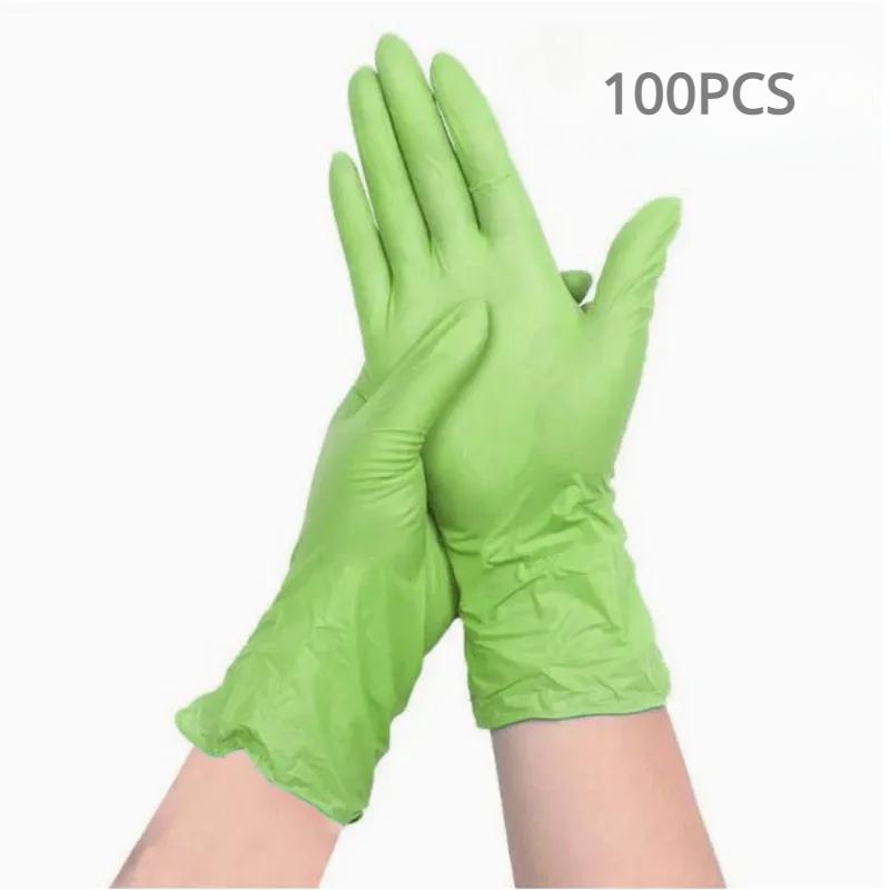 100/50/20PCS Light Green Nitrile Gloves for Kitchen Household Clean Tool Garden Makeup Disposable Gloves Waterproof Work Gloves