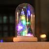 Wood Glass Cover Christmas Tree Ornament Light Up Mini Christmas Tree Christmas Gift Christmas Ornament Cedar