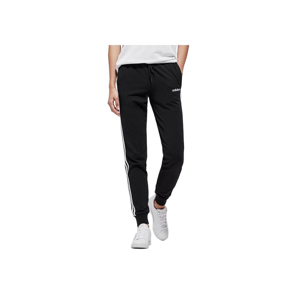 Adidas Striped Drawstring Knit Joggers Women Bottoms Black DP2377