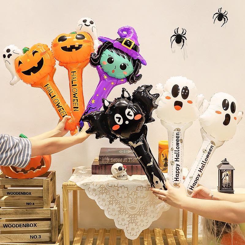 Halloween Pumpkin Lantern Balloons with Handheld Sticks for Party and Kindergarten Decorations