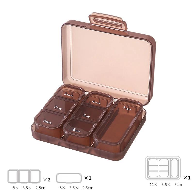Mini Portable 7-Compartment Medicine Box Travel Pill Organizer Sealed Storage Case for On-the-Go Health Care