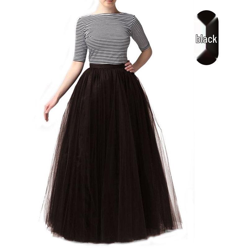 European & American Multi-Color 1-Meter Five-Layer Tulle Puffy Skirt – Adult Mid-Length