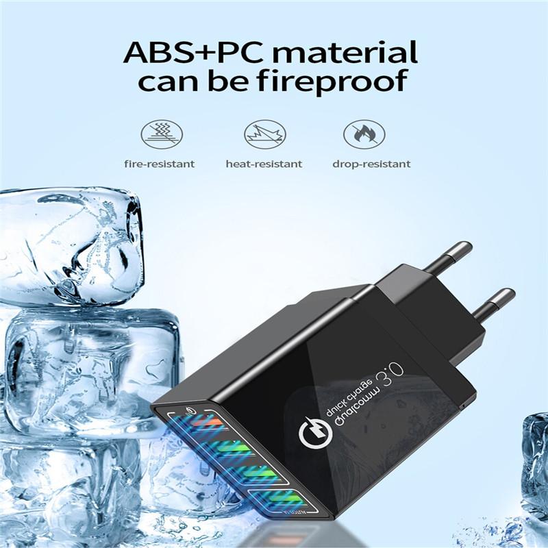 3.1A 4 Ports EU/US Plug USB Charger Fast Charge QC 3.0 Phone Charger for iPhone Samsung Xiaomi  Charging Adapter