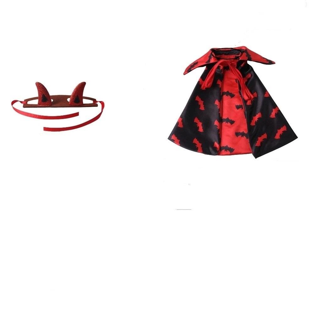 Breathable Dog Bat Cloak Set Adjustable Fit Halloween Dog Clothes Cat Cosplay Cloak Themed Party S красный