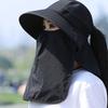 Chapeau Masque Facial Protection Solaire pour Femmes Chapeau de Soleil à Large Bord avec Cordon de Serrage Réglable Chapeau Respirant pour Activité en Plein Air