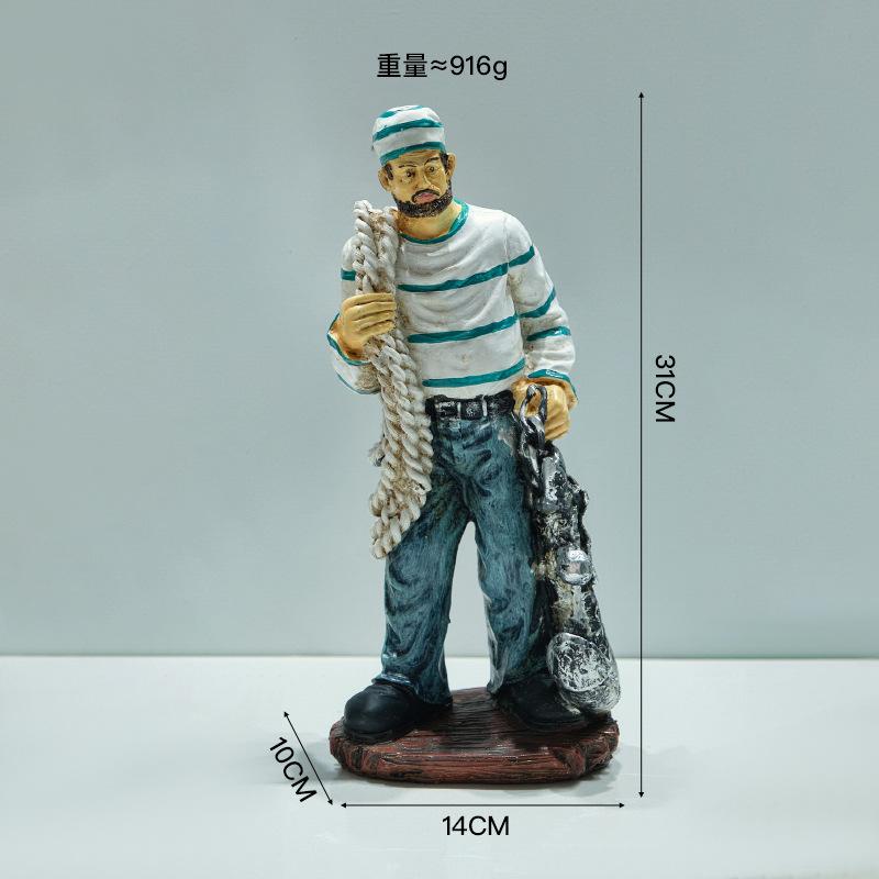 Retro Mediterranean Resin Captain Sailor Figurines