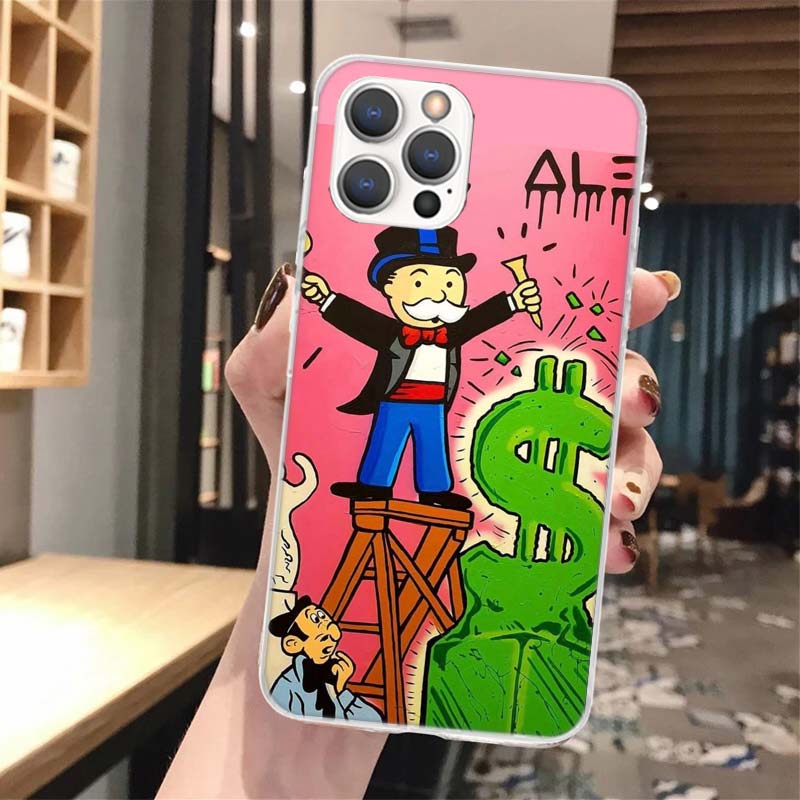Cartoon Dollar Monopolys Soft Phone Case For iPhone 16 15 14 13 12 11 Pro Max X XR XS 7 Plus 8 + SE 2020 Pattern Customized Cove