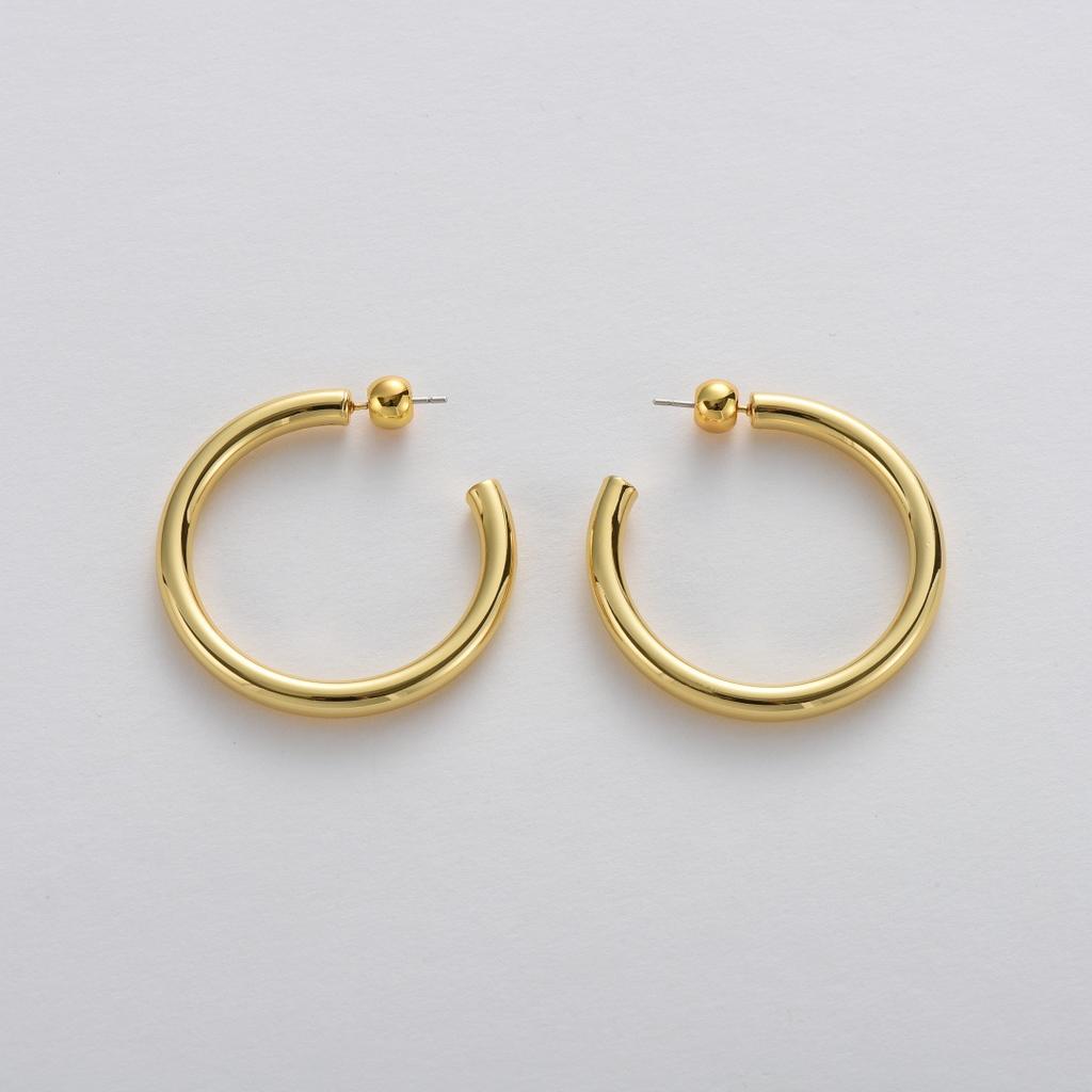 Fashion Commuting Must Enter C-Shaped Size Plain Ring S925 Silver Needle Stud Earrings Niche Temperament Personalized Earrings