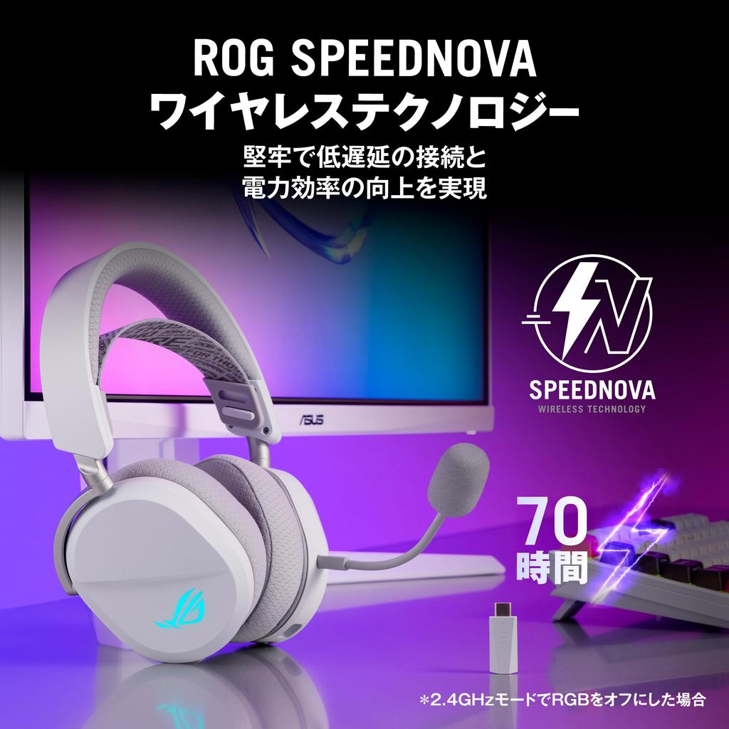Asus ROG Pelta Wireless Gaming Moonlight USB 50mm Wireless Sound 10mm Wideband Boom Lightweight Available In Black and White Headset, White, Wired,