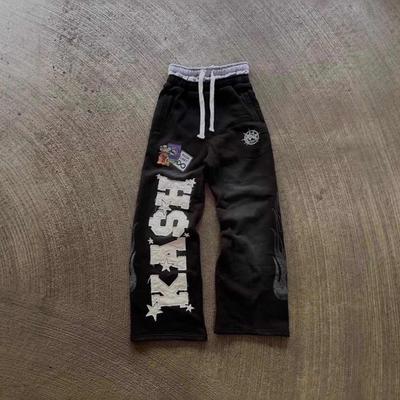 DRIPX Amerikanischer Buchstaben-Aufnäher Retro Doppel-Lagen-Design Y2K Hosen Baggy Jogginghosen Herren Hip Hop Gothic Elastischer Bund Jogging Freizeithosen 4XL