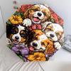 0106 Dog In Flower Bush  Pattern, Automatic Folding Umbrella, Portable and Foldable Design, 8 Ribs, a Christmas or Birthday Gift.
