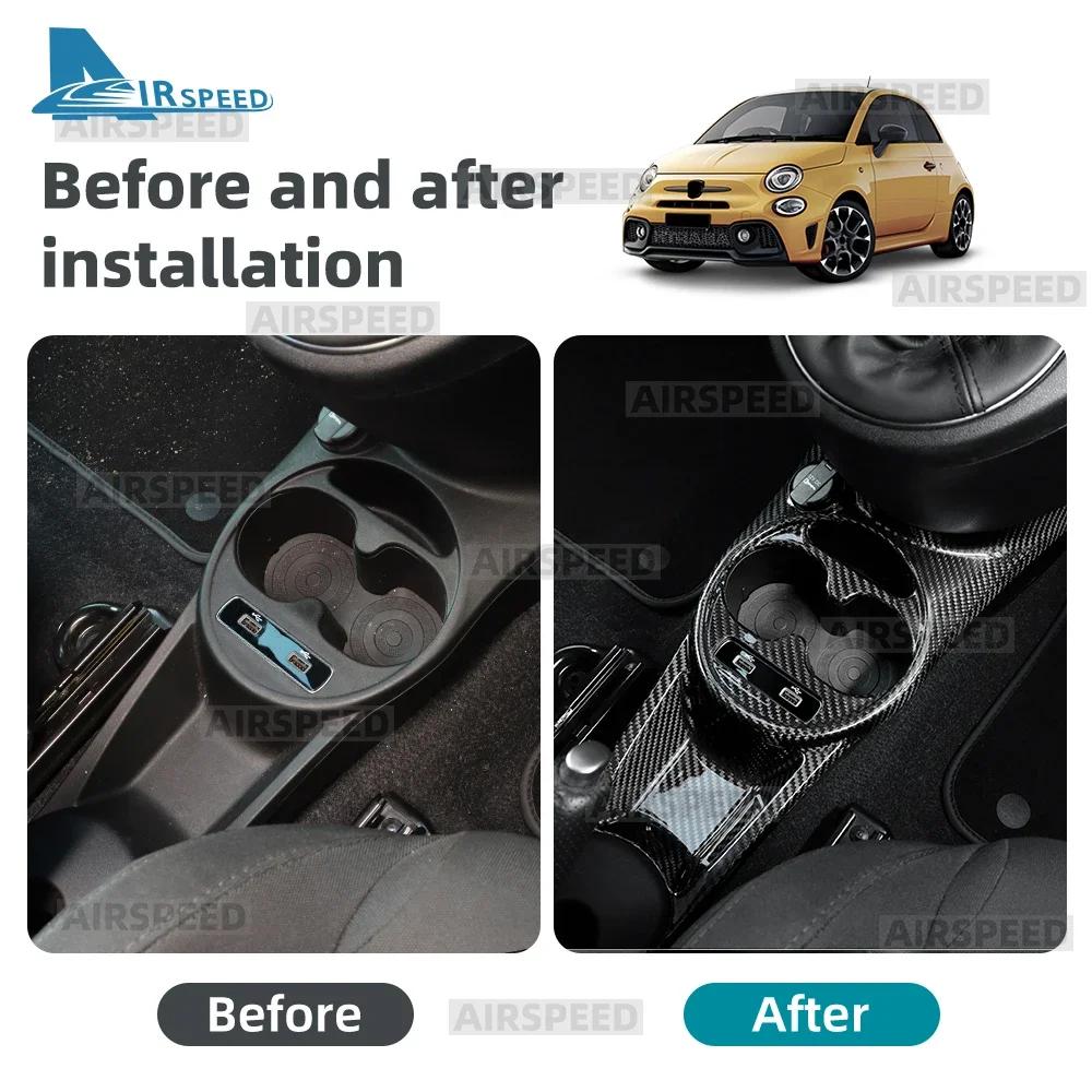 Real Hard Dry Carbon Fiber LHD RHD For Abarth 595 695/Fiat 500 2016-2023 2024 500E 16-19 Water Cup Holder Gear Shift Trim Cover