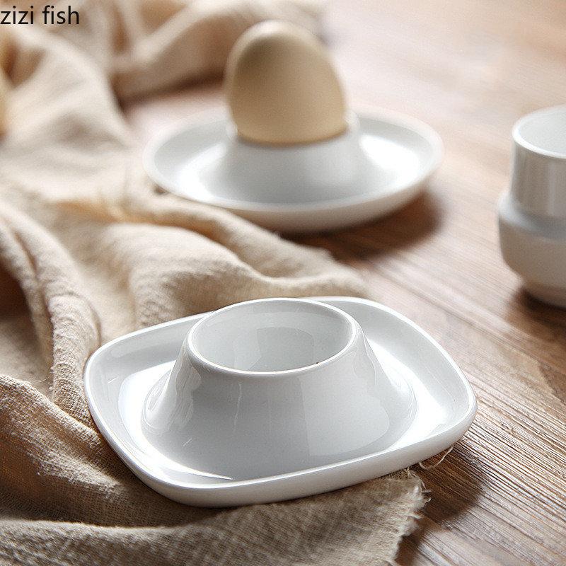 Pure White Ceramic Plate Egg Tray Egg Cup Egg Rack Storage Tray Kitchen Storage Tableware Specialty Plates Dish Dessert Bowl