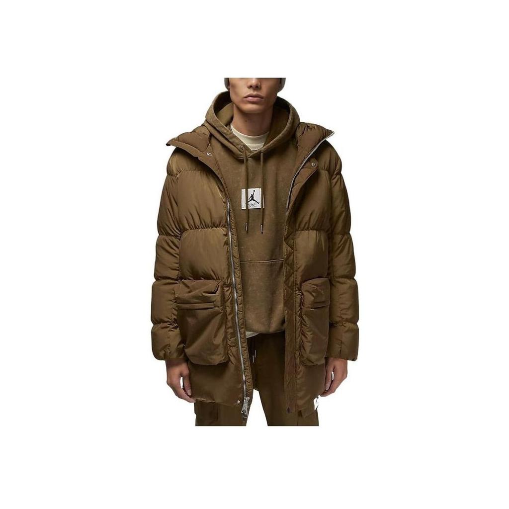 Jordan Solid Color Zip-Up Hooded Splatter-Print Water-Resistant Down Jacket Men Outerwear Green DQ7347-385